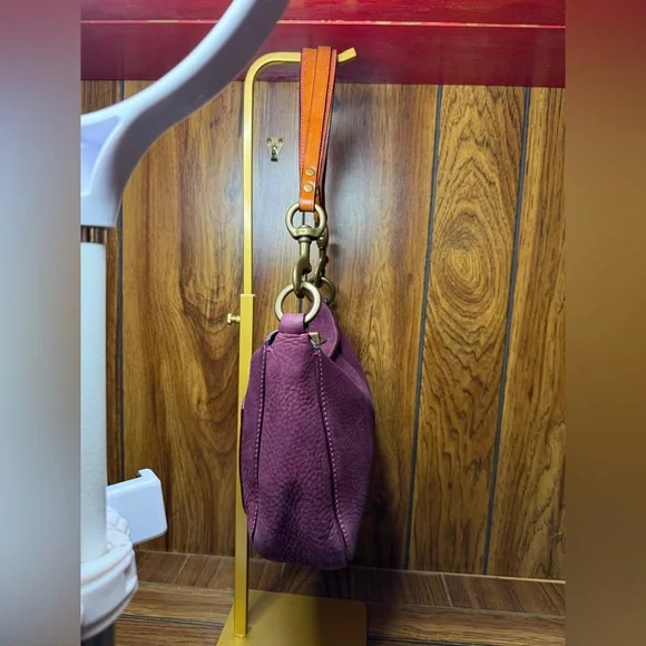 Coach Vintage Chelsea Nubuc Pink and Purple Leather Shoulder Bag - Picture 5 of 9